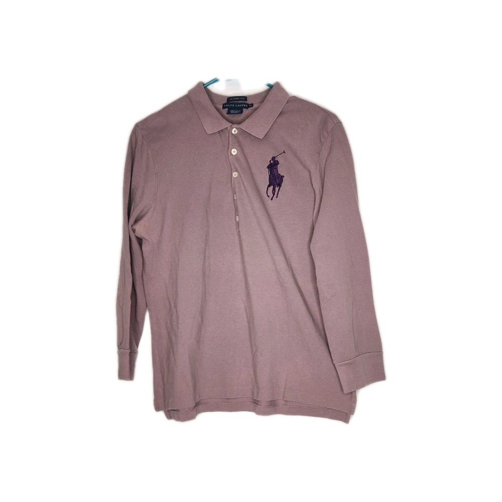 Ralph Lauren Skinny Polo Shirt XL Long Sleeve Big‎ Pony Mauve Pink Cotton